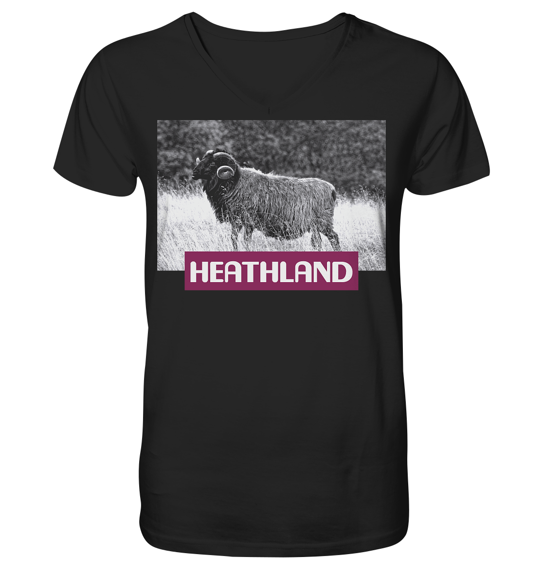 Horned Heather x Heathland - Mens Organic V-Neck Shirt