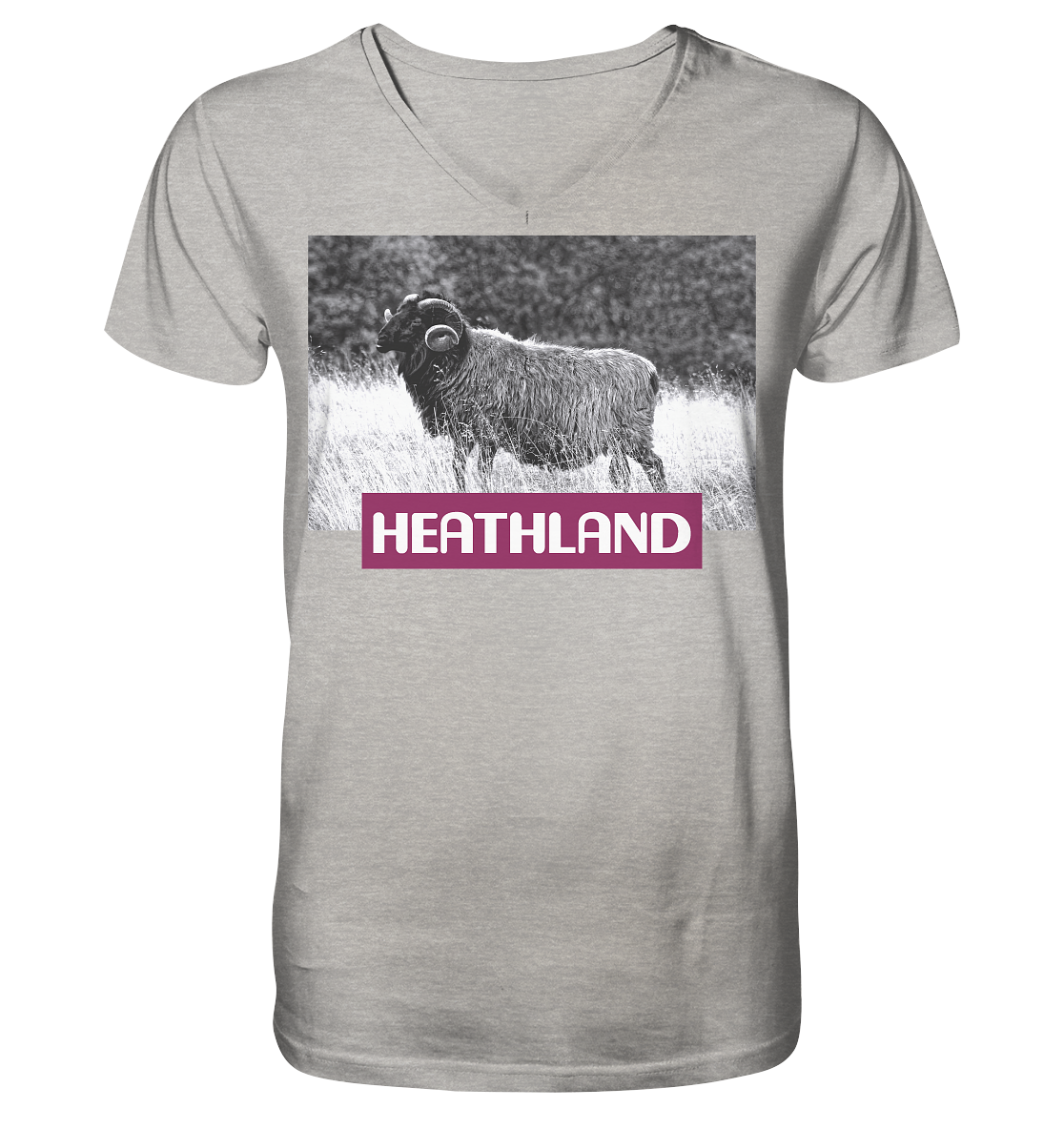 Horned Heather x Heathland - Mens Organic V-Neck Shirt