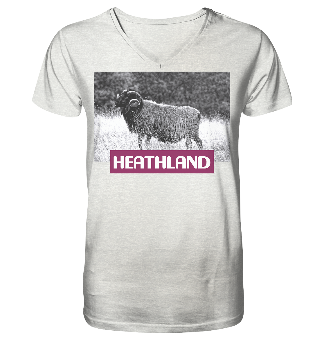 Horned Heather x Heathland - Mens Organic V-Neck Shirt