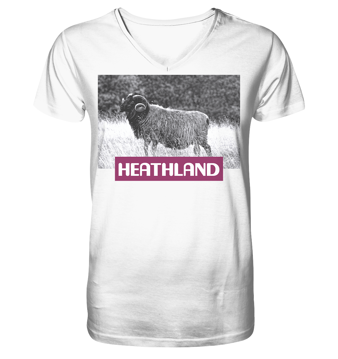Horned Heather x Heathland - Mens Organic V-Neck Shirt