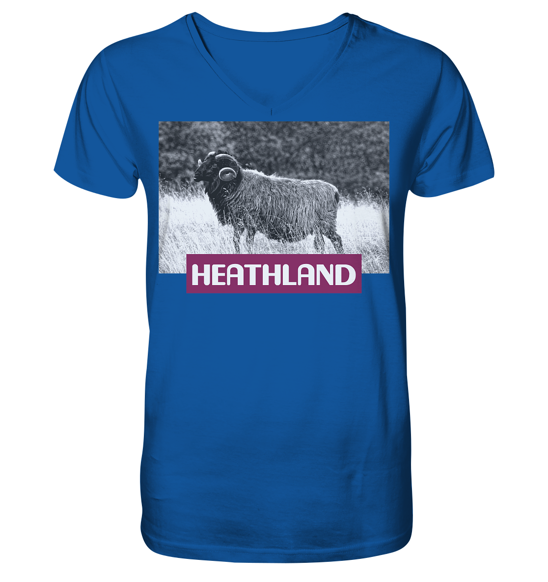 Horned Heather x Heathland - Mens Organic V-Neck Shirt