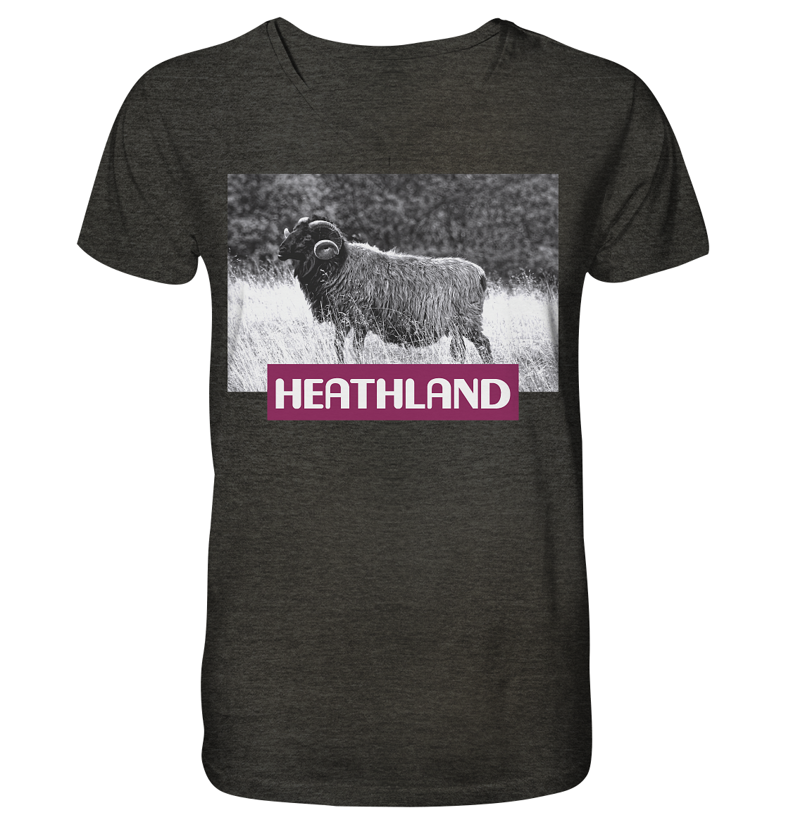 Horned Heather x Heathland - Mens Organic V-Neck Shirt